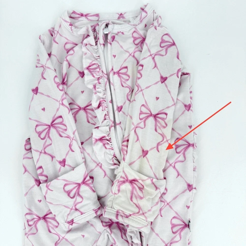 Lot 2 Bums & Roses Bamboo Ruffle‎ Romper Sleeper Pajamas Footie 3-6 Months